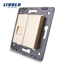 Livolo Gold Accesorio para enchufe de pared La base del enchufe de teléfono RJ11 / salida VL-C7-1T-13